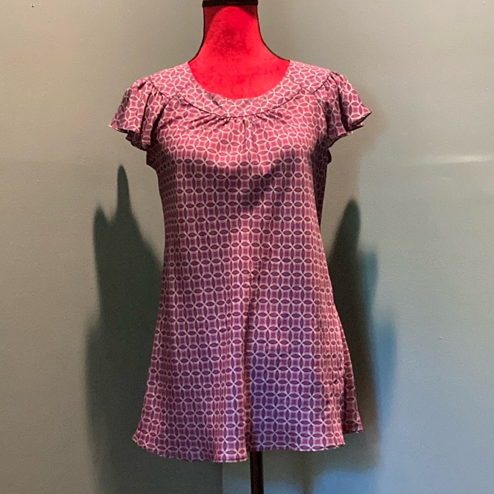 Banana Republic Purple Geometric Women's Top Size Small